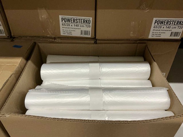 Partij powersterko afvalzakken transparant 65/28x140cm t20 (160x) - afbeelding 3 van  4