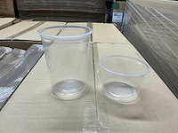 Partij pp bekers 480cc transparant & 1000cc + deksels met kruis (16000x)