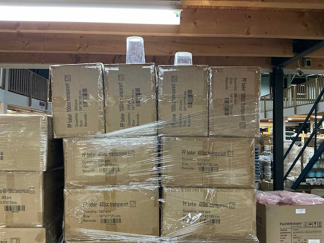 Partij pp bekers 480cc transparant & 1000cc + deksels met kruis (16000x) - afbeelding 3 van  8