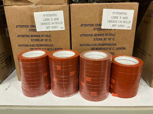 Partij pp strapping 12mm x 66m orange (478x) - afbeelding 2 van  3