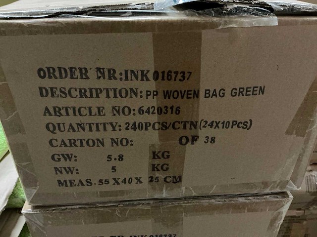 Partij pp woven bags green 13x13x11,5cm (1530x) - afbeelding 6 van  6