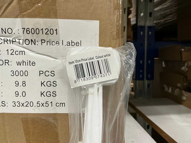 Partij price labels 12cm white (2800x) - afbeelding 1 van  2