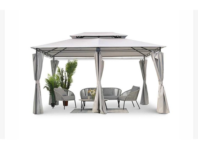 Partij prieel vernazza + ledverlichting + schaduwdoeken grijs 300x400x265cm (12x) - afbeelding 2 van  11