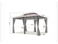 Partij prieel vernazza + ledverlichting + schaduwdoeken grijs 300x400x265cm (12x) - afbeelding 9 van  11