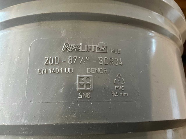Partij pvc bocht 200mm 87° - afbeelding 6 van  8