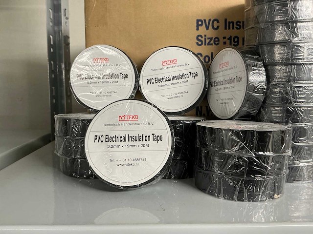 Partij pvc electrical insulation tape 0.2mm x 19mm x 20m black (3500x) - afbeelding 2 van  4