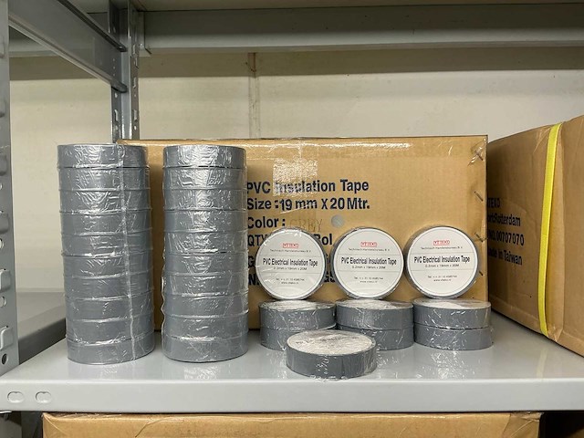 Partij pvc electrical insulation tape 0.2mm x 19mm x 20m grey (3500x) - afbeelding 1 van  4