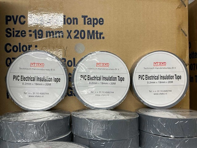 Partij pvc electrical insulation tape 0.2mm x 19mm x 20m grey (3500x) - afbeelding 2 van  4