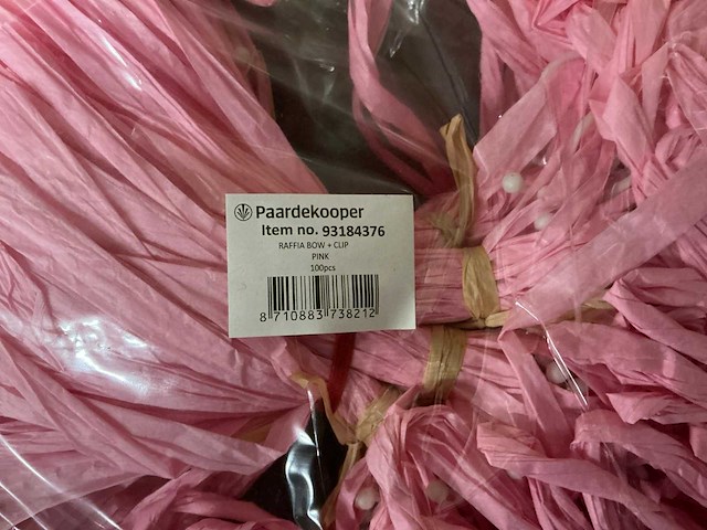 Partij raffia bow + clip pink & apple green (9700x) - afbeelding 3 van  7