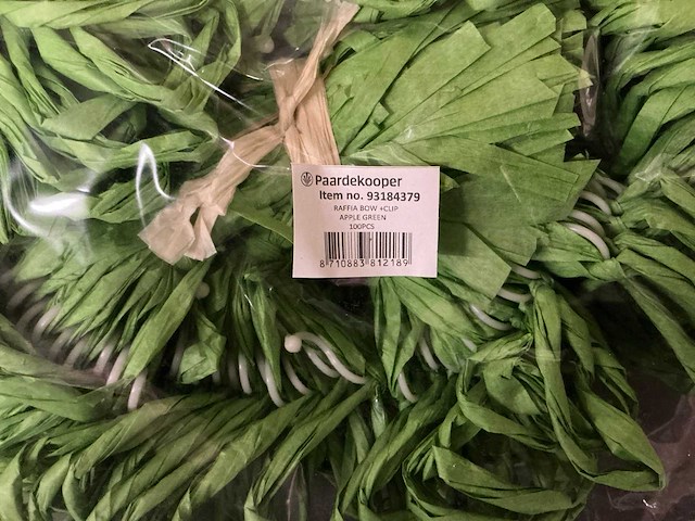Partij raffia bow + clip pink & apple green (9700x) - afbeelding 5 van  7