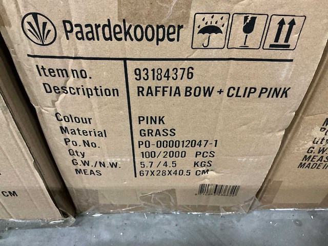 Partij raffia bow + clip pink & apple green (9700x) - afbeelding 6 van  7