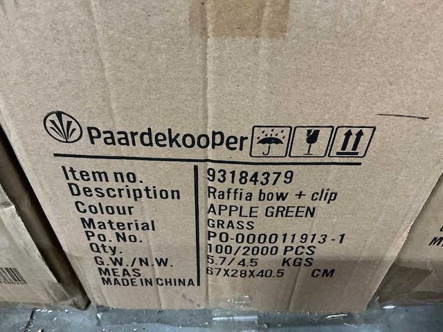 Partij raffia bow + clip pink & apple green (9700x) - afbeelding 7 van  7