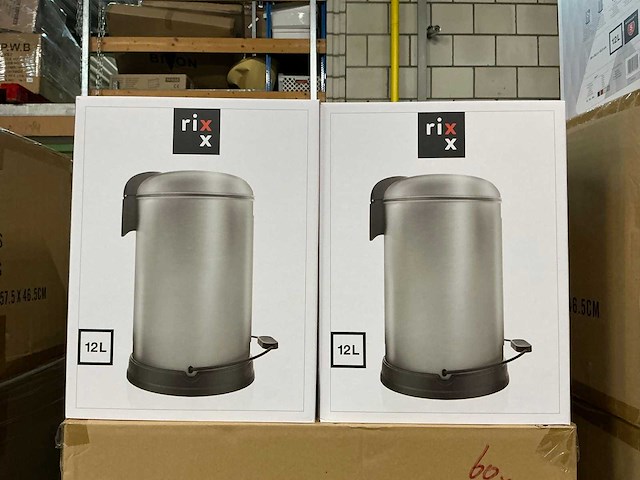 Partij rixx 12l soft close pedaalemmers zilver (60x) - afbeelding 3 van  4