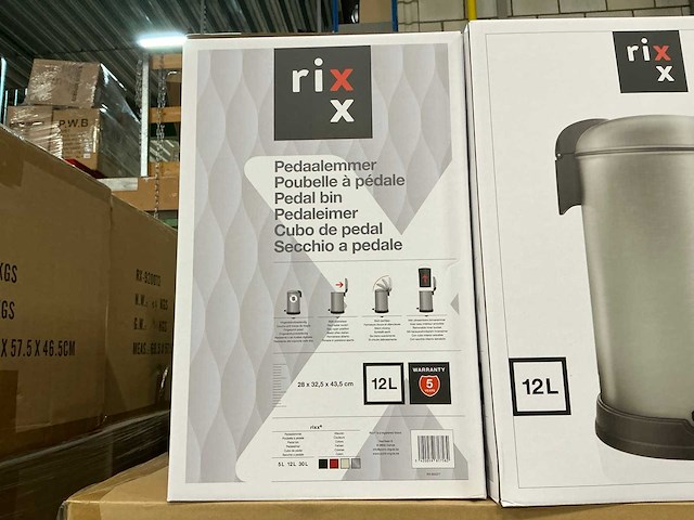 Partij rixx 12l soft close pedaalemmers zilver (60x) - afbeelding 4 van  4