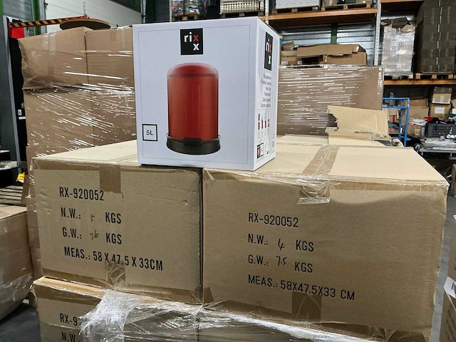 Partij rixx 5l soft close pedaalemmers rood (64x) - afbeelding 1 van  4