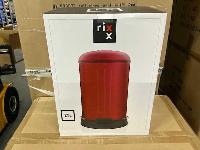 Partij rixx soft close pedaalemmers 12l rood (40x) - afbeelding 3 van  4