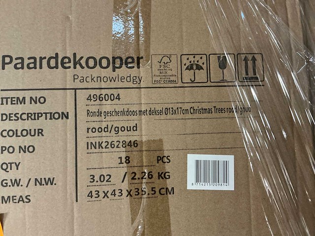 Partij ronde geschekdozen met deksel d13x17cm christmas trees (432x) - afbeelding 4 van  4