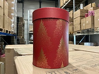 Partij ronde geschekdozen met deksel d13x17cm christmas trees (432x) - afbeelding 1 van  5