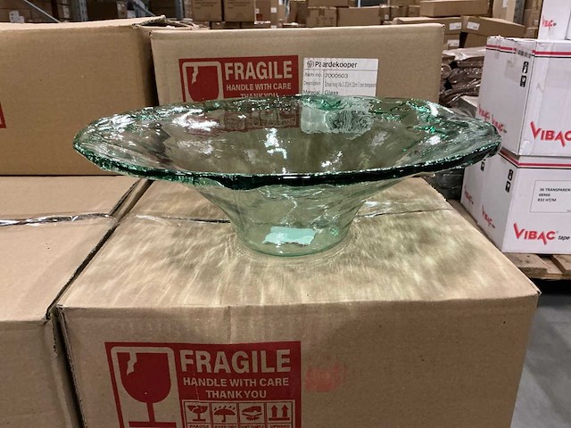 Partij schaal hoog vila d37,5/h12cm groen transparant (48x) - afbeelding 1 van  5