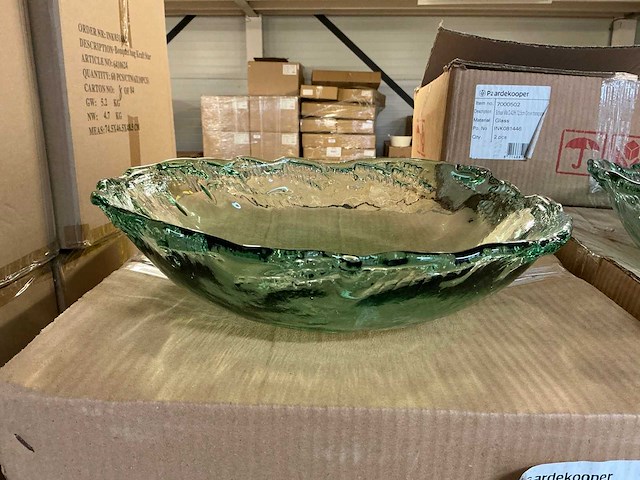 Partij schaal vila d.42/h.12,5cm groen transparant (70x) - afbeelding 1 van  5