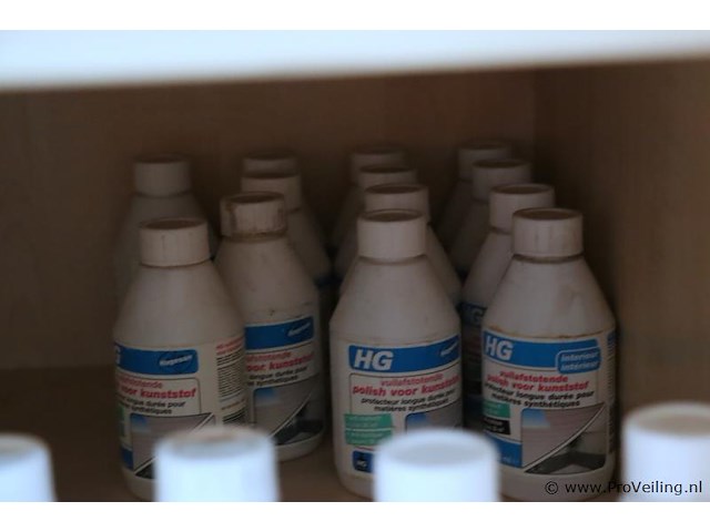 Partij schoonmaakmiddelen o.a. hg vuilafstotende polish voor kunststof, wasbenzine & ammoniak - afbeelding 3 van  5