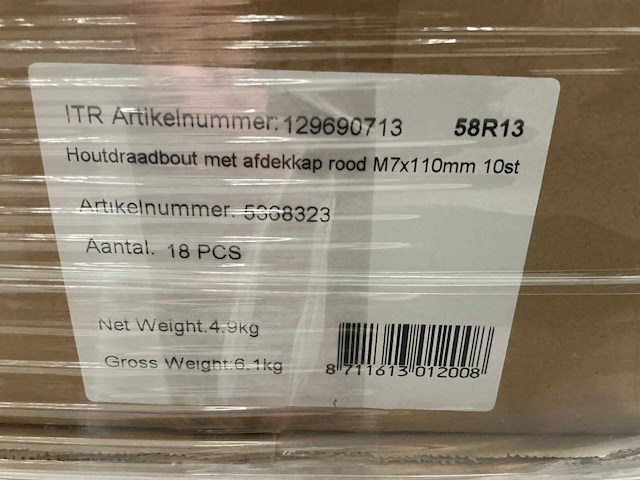 Partij sencys houtdraadbouten (36 dozen á 18 stuks) - afbeelding 7 van  7