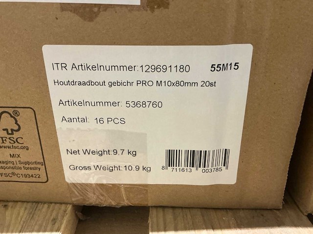Partij sencys houtdraadbouten m10 40mm - afbeelding 4 van  4