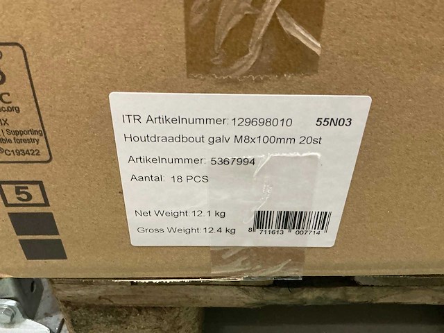 Partij sencys houtdraadbouten m8 100mm - afbeelding 2 van  2