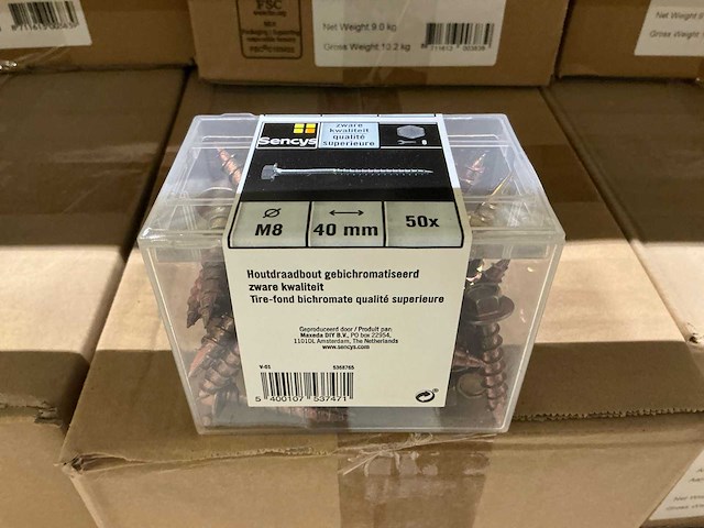 Partij sencys houtdraadbouten m8 40mm - afbeelding 2 van  5