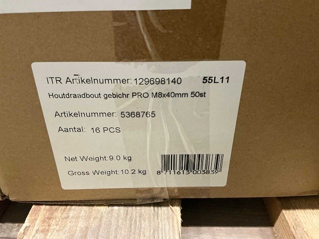Partij sencys houtdraadbouten m8 40mm - afbeelding 5 van  5