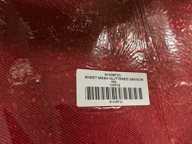 Partij sheet mesh glittered 38x40cm red&gold (1400x) - afbeelding 3 van  3