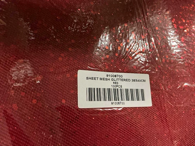 Partij sheet mesh glittered 38x40cm red&gold (1400x) - afbeelding 1 van  5