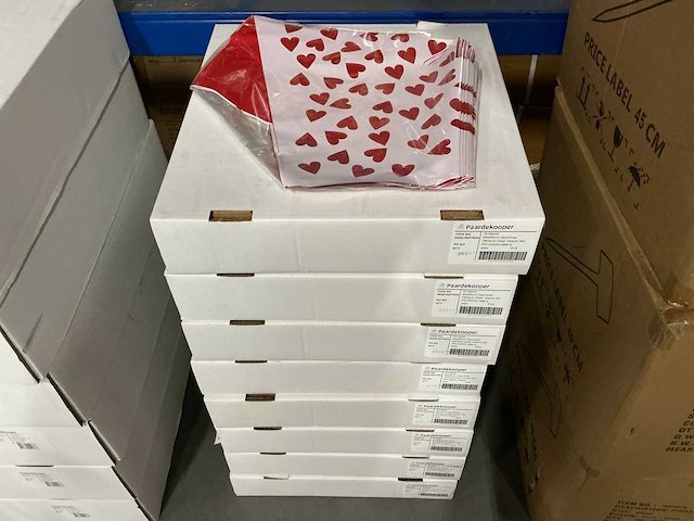 Partij sleeves 35x35cm opp40as oblique clear hearts red (2000x) - afbeelding 2 van  3