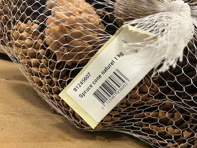 Partij spruce cone naturel 1kg per net (52kg) - afbeelding 1 van  2