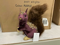 Partij squirrel christmasdeco purple with glitter h21cm (64x) - afbeelding 1 van  5