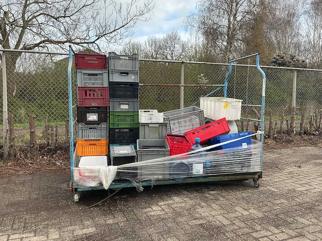 Partij stapelkratten in kar | ca. 25 kratten - afbeelding 1 van  7