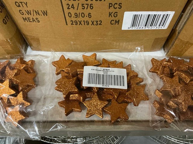 Partij star 4,6x4,6cm foam loose glitter copper (5184x) - afbeelding 1 van  3