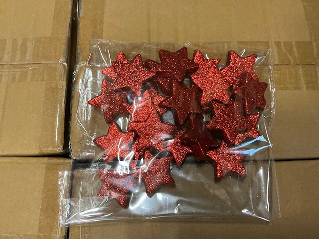 Partij stars 4,6x4,6cm foam loose glitter red (14976x) - afbeelding 1 van  4