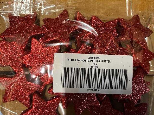 Partij stars 4,6x4,6cm foam loose glitter red (14976x) - afbeelding 2 van  4