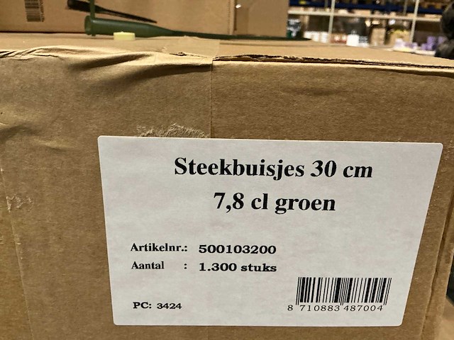 Partij steekbuisjes 30cm 7,8cl groen (24500x) - afbeelding 3 van  5
