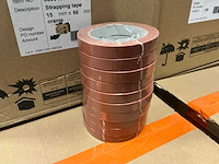 Partij strapping tape 15mm x 66mtr oranje (1192x) - afbeelding 1 van  2