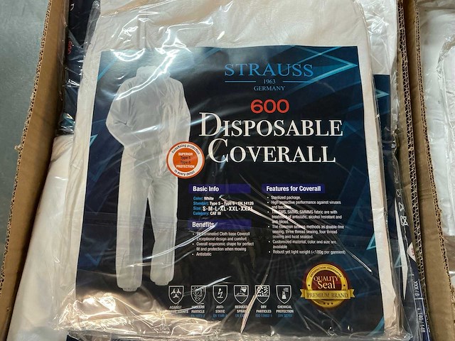 Partij strauss disposable coverall (1000x) - afbeelding 3 van  4