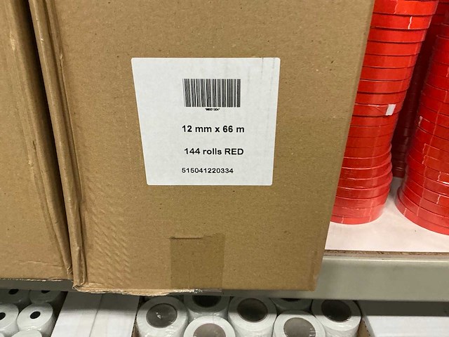 Partij tape 12mm x 66m red (1392x) - afbeelding 3 van  3