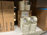 Partij tape versterkt pvc+solvent+nylon transparant 50mm x 50 m 110my (69x) - afbeelding 1 van  2