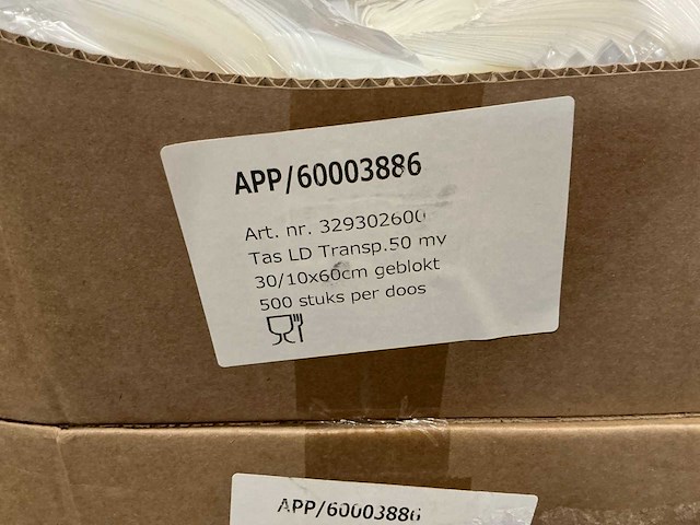 Partij tas ld transparant 50 my 30/10x60cm geblokt (11500x) - afbeelding 3 van  3