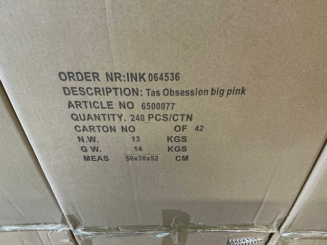 Partij tas obsession big pink 17/17x15/15x17cm (1860x) - afbeelding 6 van  6