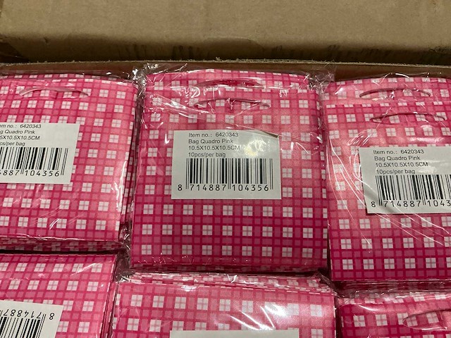 Partij tas quadro pink 10,5x10,5x10,5cm (6000x) - afbeelding 4 van  6