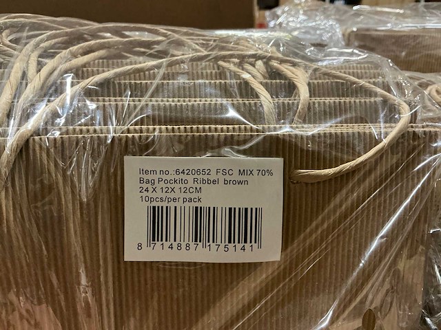 Partij tassen pockito ribbel 24x12x12cm (2600x) - afbeelding 5 van  6