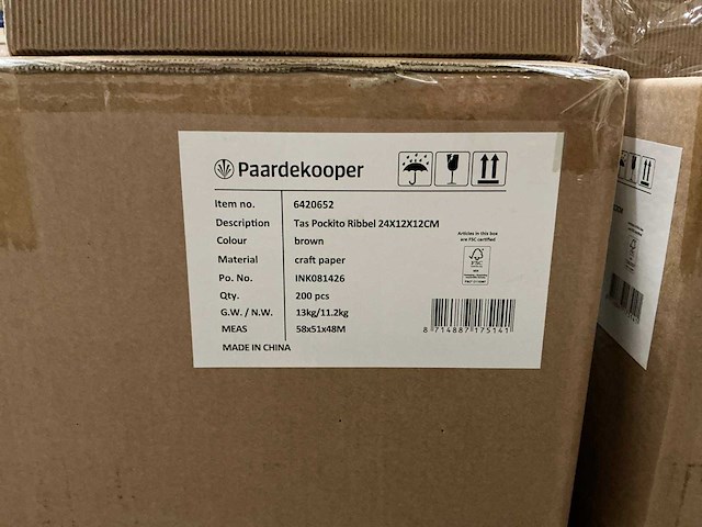 Partij tassen pockito ribbel 24x12x12cm (2600x) - afbeelding 6 van  6