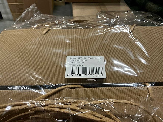 Partij tassen pockito ribbel 33x11x11.5cm (600x) - afbeelding 3 van  5